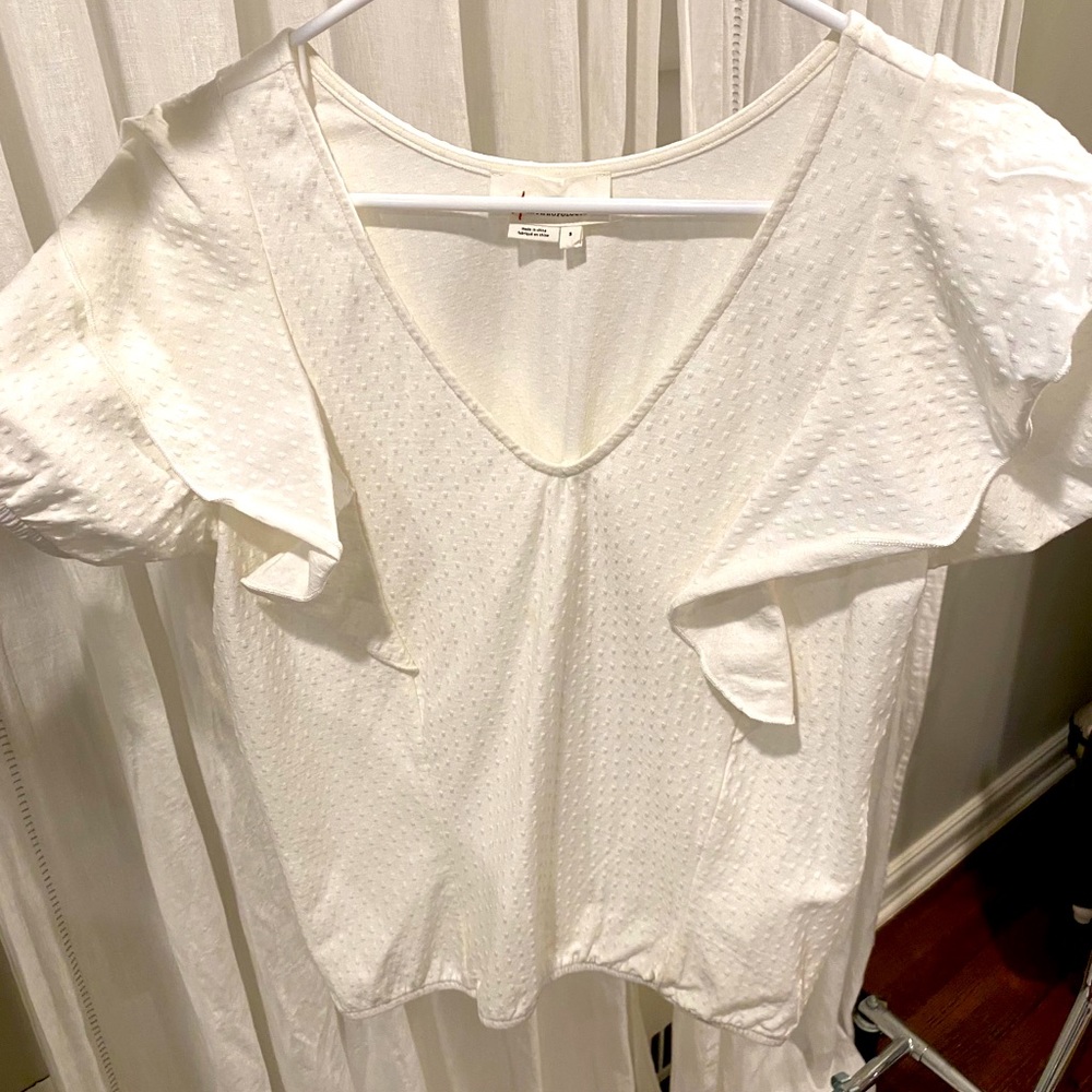 White Anthropologie ruffled top